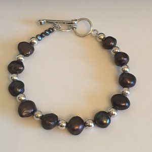 SILPADA DESIGNS STERLING SILVER PEACOCK BLACK PEARL BRACELET 925 WITH BOX